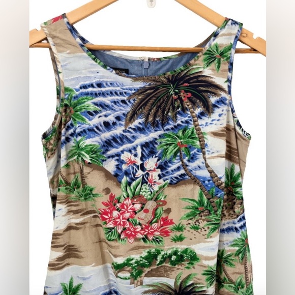 Talbots Hawaiian Aloha tropical prnt slvlss shift drss SZ M 8-10 coastal - Picture 5 of 10